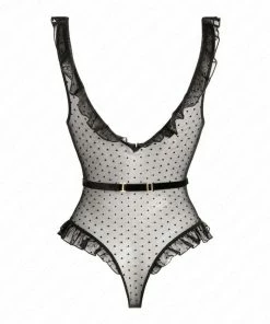Atelier Amour Plumetis Chéri V Neck Thong Bodysuit