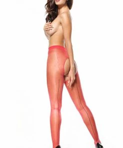 Miss O Other Lingerie Open Crotch Back Seamed Tights 20 Denier