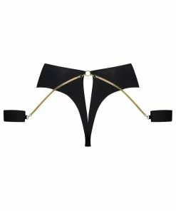 Maison Close Knickers Tapage Nocturne Black High Waist Openable Thong With Cuffs