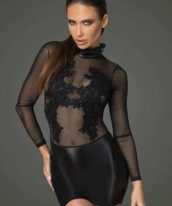 Noir Handmade Other Lingerie Diva Wetlook Mini Dress With Tulle (Size L: UK 12)