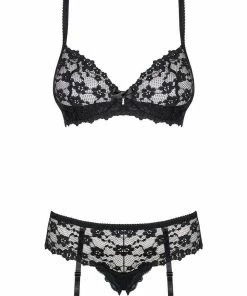 Obsessive Letica Bra & Brief With Detachable Garters (Size L-XL: UK 12-14)