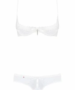 Obsessive Alabastra Half Bra & Crotchless Thong Underwired Bras