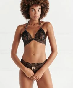 Bracli Sydney Dark Single Pearl Thong Black Knickers