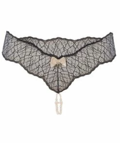 Bracli Sydney Double Pearl Thong Black Knickers