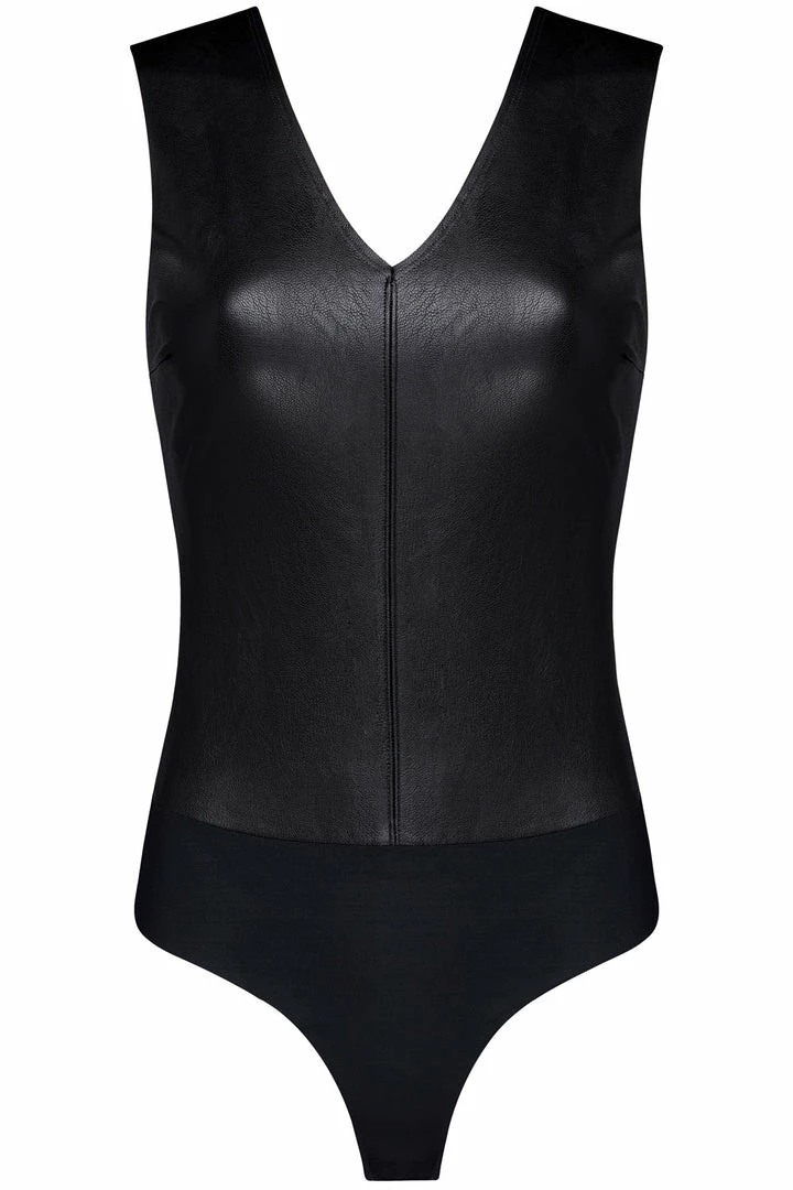 Commando Faux Leather V Neck Bodysuit 2 Commando Faux Leather V Neck Bodysuit