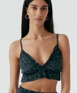 Else Botanist Silk Cropped Ruffled Bralette