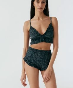 Else Botanist Silk Cropped Ruffled Bralette