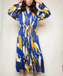 Fable & Eve Other Lingerie Chelsea Abstract Print Long Dressing Gown (Size UK 14)