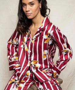 Fable & Eve Marylebone Stripe Floral Print Pyjama Set (Size UK 8)