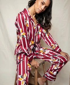 Fable & Eve Marylebone Stripe Floral Print Pyjama Set (Size UK 8)