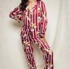 Fable & Eve Marylebone Stripe Floral Print Pyjama Set (Size UK 8)