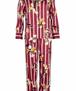 Fable & Eve Marylebone Stripe Floral Print Pyjama Set (Size UK 8)