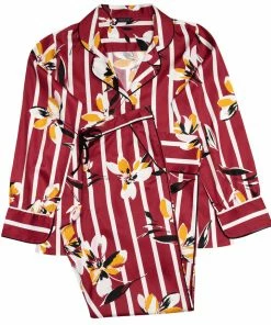 Fable & Eve Marylebone Stripe Floral Print Pyjama Set (Size UK 8)
