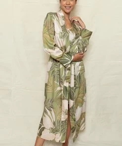 Fable & Eve Richmond Leaf Print Long Dressing Gown Other Lingerie