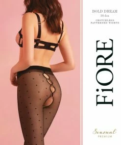 FiORE Bold Dream Crotchless Polka Dot Tights Other Lingerie