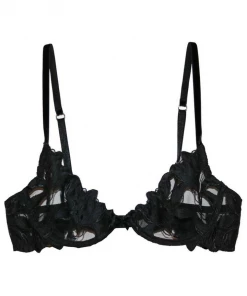 Fleur Du Mal Lily Embroidery Plunge Demi Bra Bras