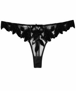 Fleur Du Mal Lily Embroidery Thong Knickers