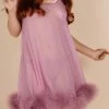 Gilda & Pearl Diana Silk & Marabou Babydoll