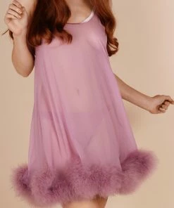 Gilda & Pearl Diana Silk & Marabou Babydoll