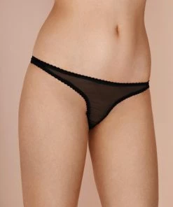 Gilda & Pearl Diana Silk & Marabou Pom Pom Thong Knickers 5 Gilda & Pearl Diana Silk & Marabou Pom Pom Thong Knickers