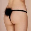 Gilda & Pearl Diana Silk & Marabou Pom Pom Thong Knickers