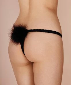 Gilda & Pearl Diana Silk & Marabou Pom Pom Thong Knickers