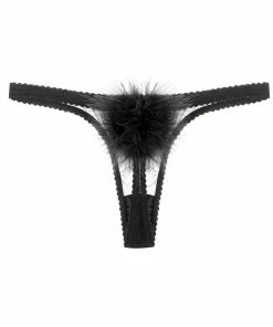 Gilda & Pearl Diana Silk & Marabou Pom Pom Thong Knickers