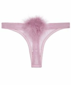 Gilda & Pearl Diana Silk & Marabou Pom Pom Thong (Size M: Uk 10-12)