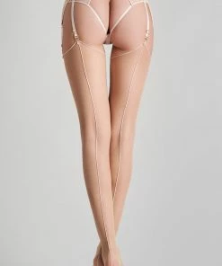 Maison Close Pink Seam Cut & Curled Stockings