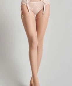 Maison Close Pink Seam Cut & Curled Stockings