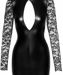 Noir Handmade Fabulous Powerwetlook Long Sleeve Mini Dress