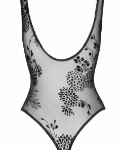 Noir Handmade Fabulous Tulle & Embroidery Thong Bodysuit Other Lingerie