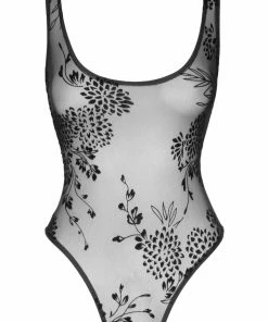 Noir Handmade Fabulous Tulle & Embroidery Thong Bodysuit Other Lingerie