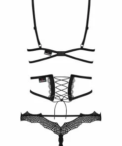 Obsessive Bravelle Open Bra, Belt & Crotchless Thong