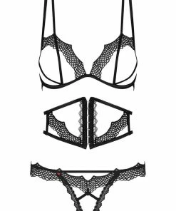 Obsessive Bravelle Open Bra, Belt & Crotchless Thong