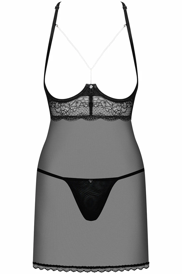 Obsessive Pearlove Cupless Chemise & Thong 2 Obsessive Pearlove Cupless Chemise & Thong
