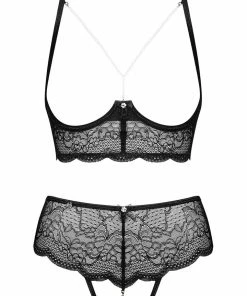 Obsessive Underwired Bras Pearlove Cupless Bra & Crotchless Brief