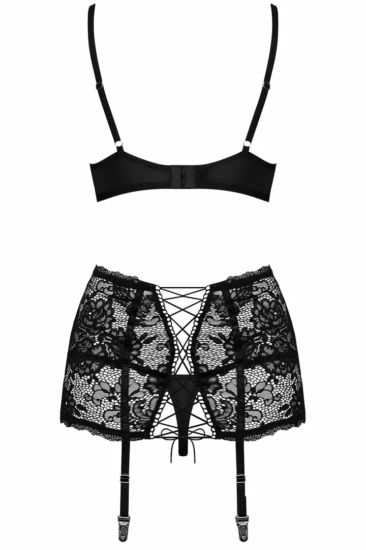 Obsessive Peonesia Bra, Thong & Suspender 6 Obsessive Peonesia Bra, Thong & Suspender