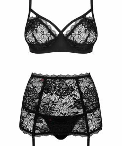 Obsessive Peonesia Bra, Thong & Suspender