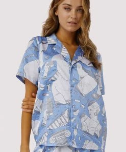 Playful Promises Logan Spector Statues Satin Short Pyjama Shirt