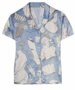 Playful Promises Logan Spector Statues Satin Short Pyjama Shirt