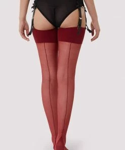 Playful Promises Back Seamed Stockings Merlot