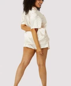 Wolf & Whistle Champagne Spot Satin Pyjama Set Other Lingerie