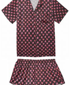 Wolf & Whistle Heart Print Satin Pyjama Set
