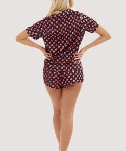 Wolf & Whistle Heart Print Satin Pyjama Set